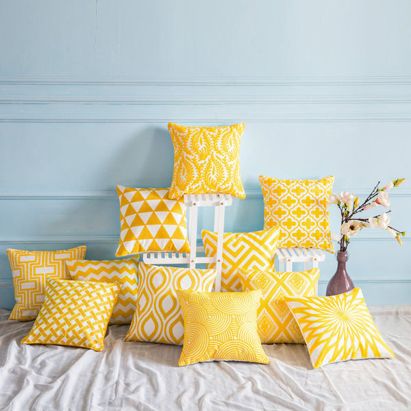 HKM-840531 Modern Cotton Striped Embroidered Pillow Cushion - 45x45cm