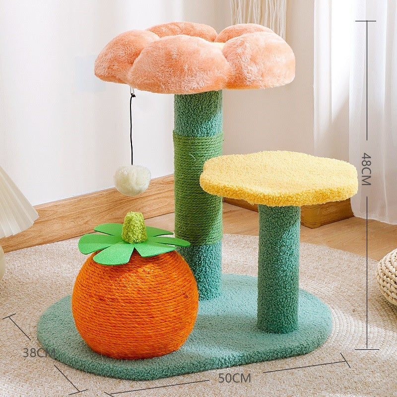 HKM-8405949 Cactus Cat Climbing Frame with Sisal Rope and Flower Design