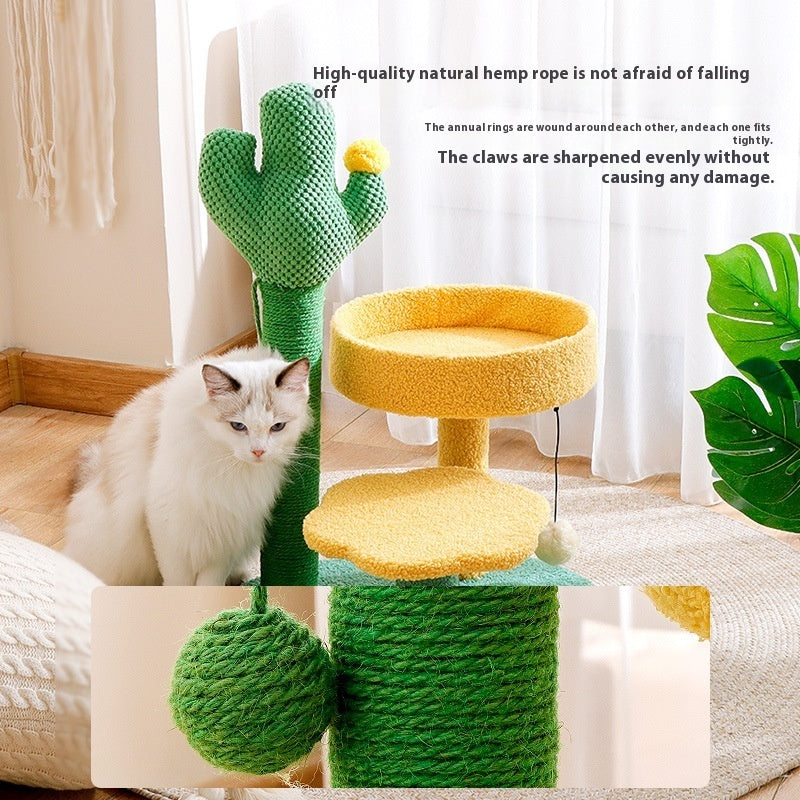 HKM-8405949 Cactus Cat Climbing Frame with Sisal Rope and Flower Design