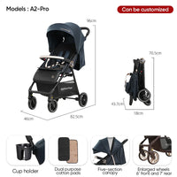 HKM-840595 Lightweight Travel Stroller for Airplane, Ultra Compact Folding Pushchair with Single Lever Handle