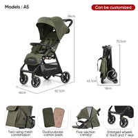 HKM-840595 Lightweight Travel Stroller for Airplane, Ultra Compact Folding Pushchair with Single Lever Handle