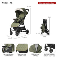 HKM-840595 Lightweight Travel Stroller for Airplane, Ultra Compact Folding Pushchair with Single Lever Handle