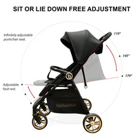 HKM-840595 Lightweight Travel Stroller for Airplane, Ultra Compact Folding Pushchair with Single Lever Handle