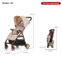 HKM-840595 Lightweight Travel Stroller for Airplane, Ultra Compact Folding Pushchair with Single Lever Handle