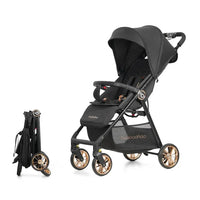 HKM-840595 Lightweight Travel Stroller for Airplane, Ultra Compact Folding Pushchair with Single Lever Handle