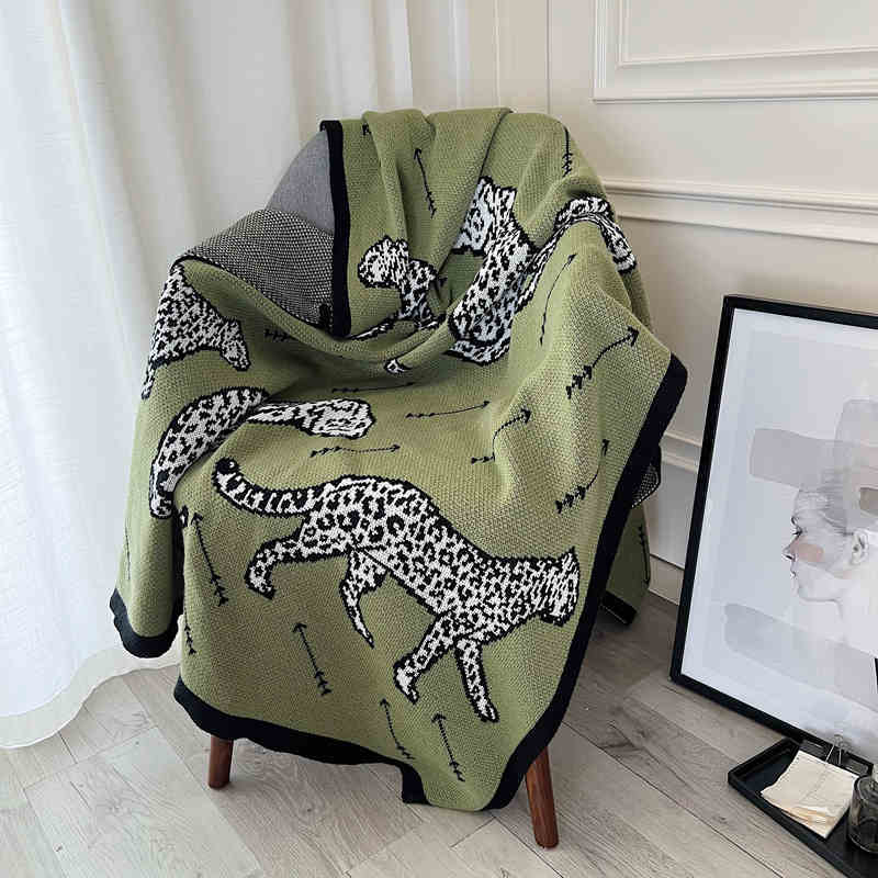 HKM-840723 Green Knitted Fabric Nap Blanket - 100% Acrylic Fiber in Multiple Sizes