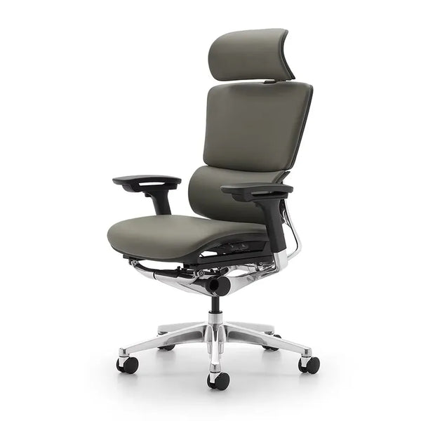 HKM-840851 Ergonomic Brown Leather Reclining Chair with Swivel Base for Office and Home Use