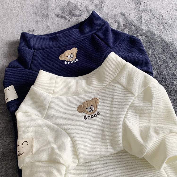 HKM-8408893 Cozy Cotton Knitted Pet Sweater for Dogs in White and Navy Blue, Sizes SM to 3XL