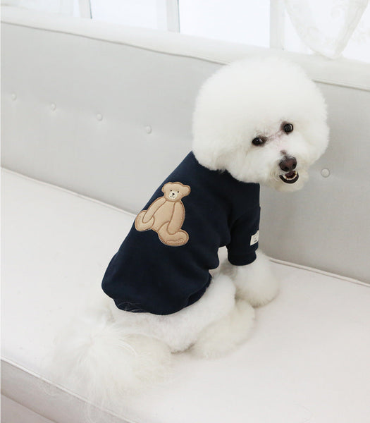 HKM-8408893 Cozy Cotton Knitted Pet Sweater for Dogs in White and Navy Blue, Sizes SM to 3XL
