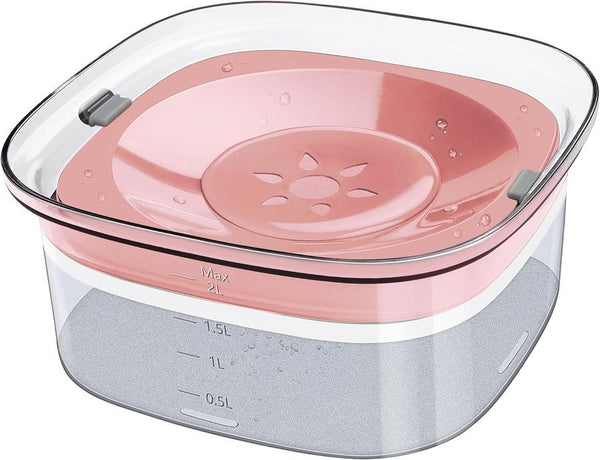 HKM-840915 2L No Spill Dog Water Bowl - Large Capacity Slow Feeder with Anti-Splash Design for Messy Drinkers and Cats