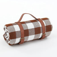 HKM-840915 Outdoor Eco-Friendly Waterproof Picnic Blanket with Leather Strap - Portable Recycled Oxford Mat for Camping and Beach