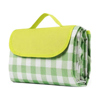 HKM-840915 Outdoor Eco-Friendly Waterproof Picnic Blanket with Leather Strap - Portable Recycled Oxford Mat for Camping and Beach