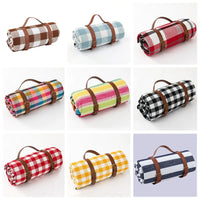 HKM-840915 Outdoor Eco-Friendly Waterproof Picnic Blanket with Leather Strap - Portable Recycled Oxford Mat for Camping and Beach