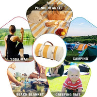 HKM-840915 Outdoor Eco-Friendly Waterproof Picnic Blanket with Leather Strap - Portable Recycled Oxford Mat for Camping and Beach