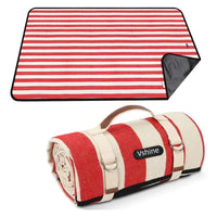 HKM-840915 Outdoor Eco-Friendly Waterproof Picnic Blanket with Leather Strap - Portable Recycled Oxford Mat for Camping and Beach