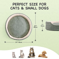 HKM-8409533 Orthopedic Round Pet Bed for Cats & Small Dogs - 23-Inch Plush Bed with Non-Slip Bottom, Sage Green