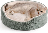 HKM-8409533 Orthopedic Round Pet Bed for Cats & Small Dogs - 23-Inch Plush Bed with Non-Slip Bottom, Sage Green