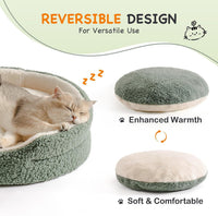 HKM-8409533 Orthopedic Round Pet Bed for Cats & Small Dogs - 23-Inch Plush Bed with Non-Slip Bottom, Sage Green
