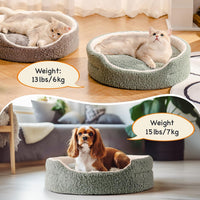 HKM-8409533 Orthopedic Round Pet Bed for Cats & Small Dogs - 23-Inch Plush Bed with Non-Slip Bottom, Sage Green