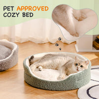 HKM-8409533 Orthopedic Round Pet Bed for Cats & Small Dogs - 23-Inch Plush Bed with Non-Slip Bottom, Sage Green