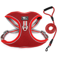HKM-8410173 Reflective Breathable Chest Strap for Large Dogs with Traction Rope - Black, Red, Sky Blue Options Available