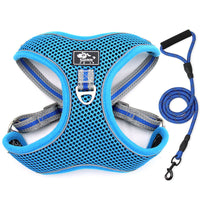 HKM-8410173 Reflective Breathable Chest Strap for Large Dogs with Traction Rope - Black, Red, Sky Blue Options Available