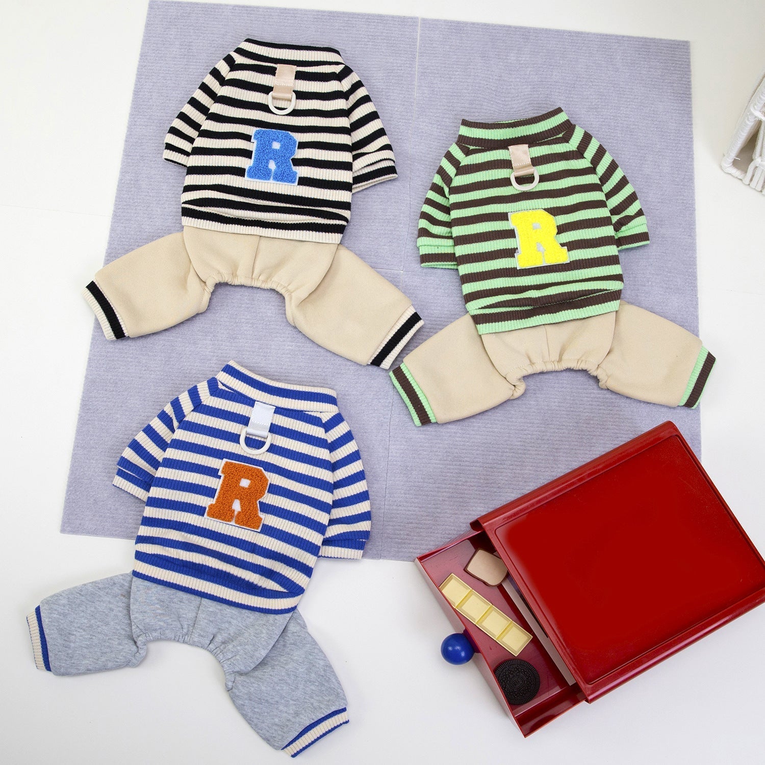 HKM-8410557 Casual Pet Dog Hoodie in Striped Design - Unisex Apparel for All Sizes