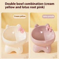 HKM-8411069 Ceramic Anti-Tip Pet Bowl for Cats with Cervical Vertebrae Support - 15.5 x 14.5 cm