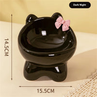 HKM-8411069 Ceramic Anti-Tip Pet Bowl for Cats with Cervical Vertebrae Support - 15.5 x 14.5 cm