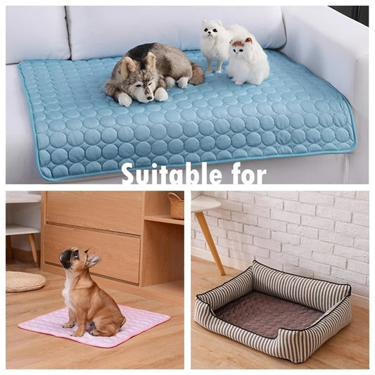 HKM-8412733 Extra Large Cooling Mat for Pets - Ice Silk Fabric, Breathable Design, Multiple Sizes & Colors