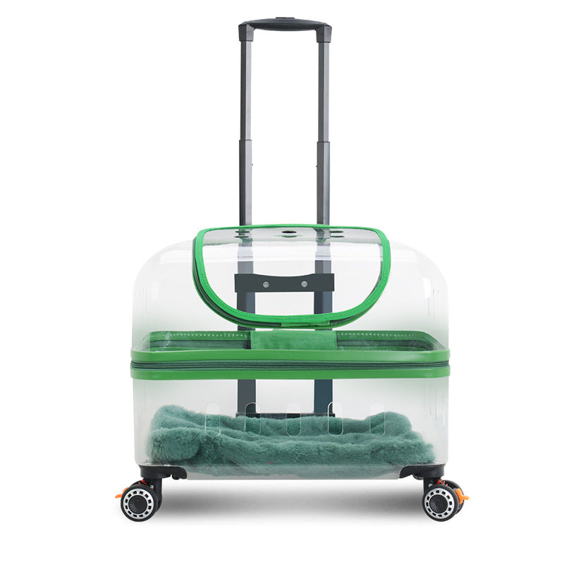 HKM-8413117 Portable Cat and Dog Trolley Bag with Universal Wheels, Breathable Design and Large Capacity for Outdoor Use