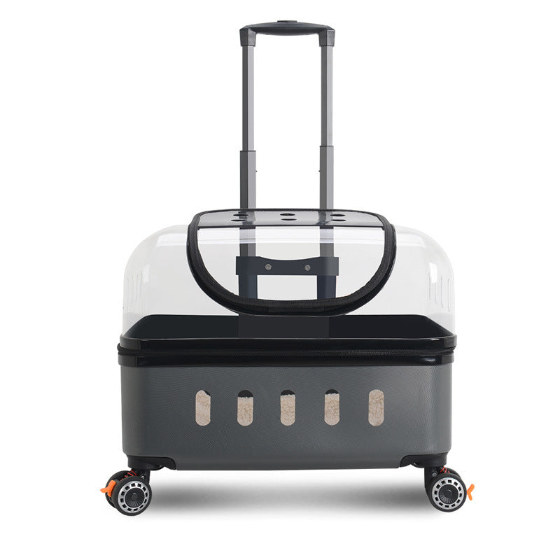 HKM-8413117 Portable Cat and Dog Trolley Bag with Universal Wheels, Breathable Design and Large Capacity for Outdoor Use
