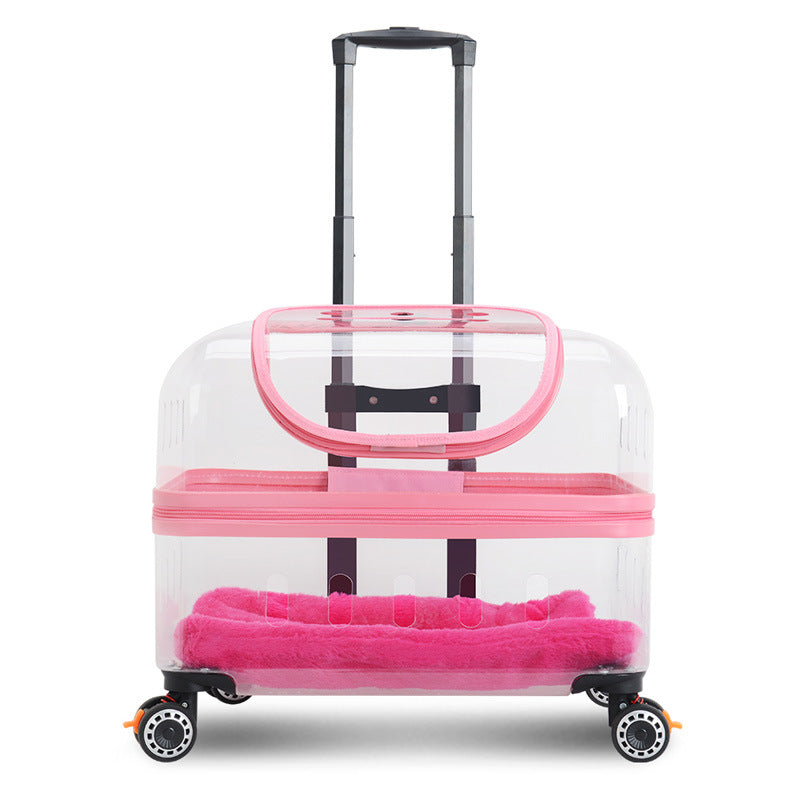HKM-8413117 Portable Cat and Dog Trolley Bag with Universal Wheels, Breathable Design and Large Capacity for Outdoor Use