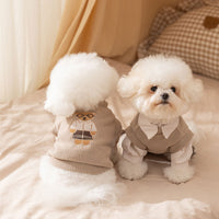 HKM-8415421 Preppy Layered Sweater for Small Dogs and Cats with Striped Shirt Collar