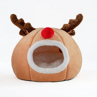 HKM-8415677 Cozy Christmas Reindeer Kennel Pet Tent in Soft Plush and Arctic Fleece