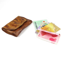 HKM-841619 Genuine Leather Retro Card Wallet with Hasp Closure in Multiple Colours