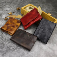 HKM-841619 Genuine Leather Retro Card Wallet with Hasp Closure in Multiple Colours
