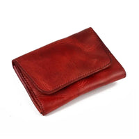HKM-841619 Genuine Leather Retro Card Wallet with Hasp Closure in Multiple Colours
