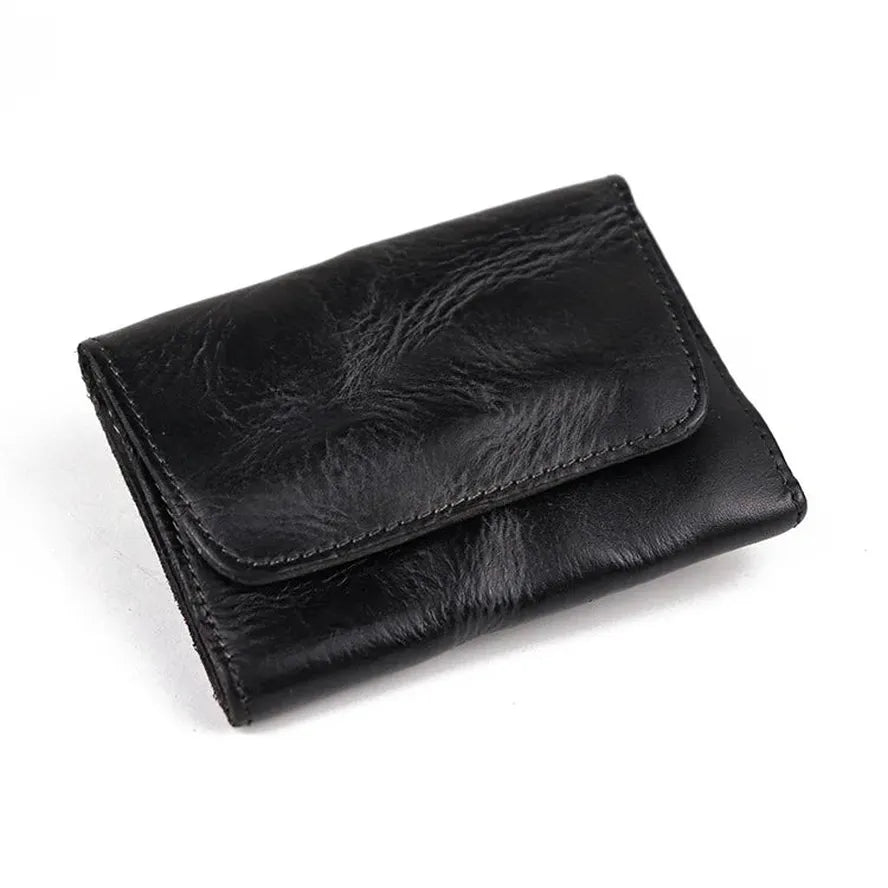 HKM-841619 Genuine Leather Retro Card Wallet with Hasp Closure in Multiple Colours