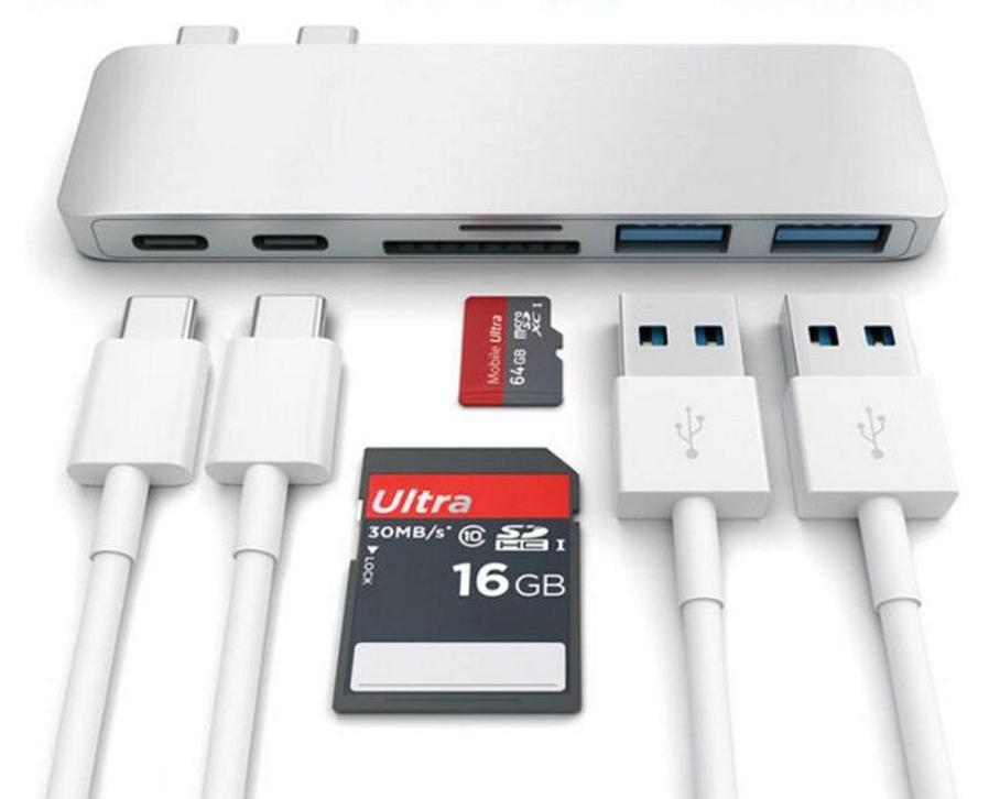 HKM-841619 USB Type-C Hub with TF and SD Card Reader, 3.0 Adapter for Compatible Devices