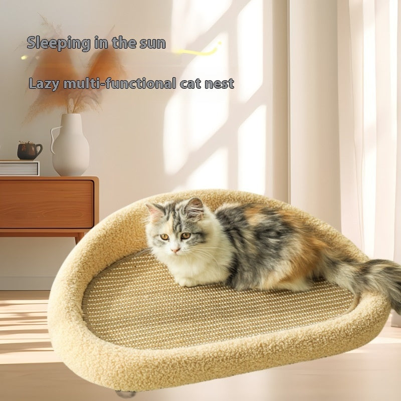 HKM-8416829 Integrated Cat Scratch Board and Sofa with Sisal, Anti-Dandruff, and Scratch-Resistant Features in Buffalo Gray and Emerald Green