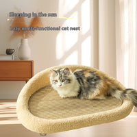 HKM-8416829 Integrated Cat Scratch Board and Sofa with Sisal, Anti-Dandruff, and Scratch-Resistant Features in Buffalo Gray and Emerald Green