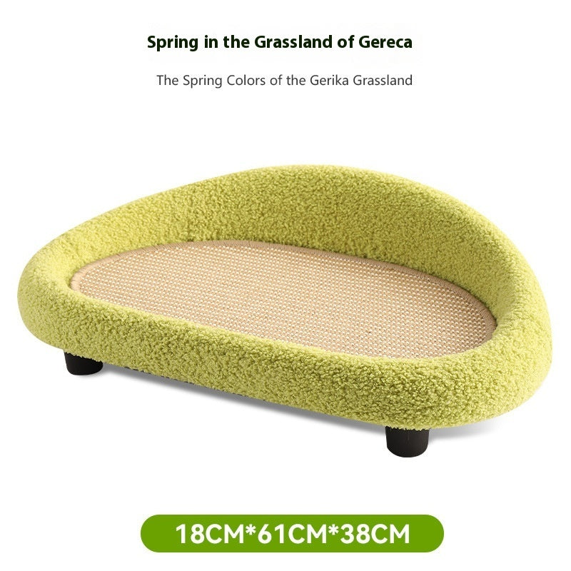 HKM-8416829 Integrated Cat Scratch Board and Sofa with Sisal, Anti-Dandruff, and Scratch-Resistant Features in Buffalo Gray and Emerald Green