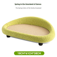 HKM-8416829 Integrated Cat Scratch Board and Sofa with Sisal, Anti-Dandruff, and Scratch-Resistant Features in Buffalo Gray and Emerald Green
