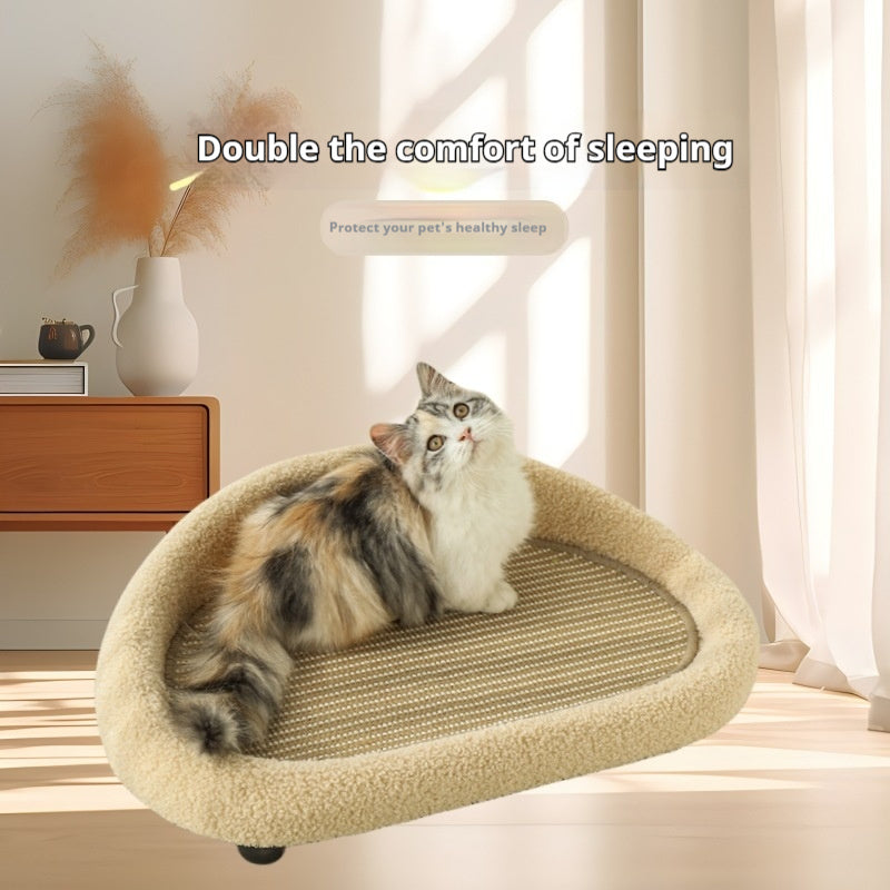 HKM-8416829 Integrated Cat Scratch Board and Sofa with Sisal, Anti-Dandruff, and Scratch-Resistant Features in Buffalo Gray and Emerald Green