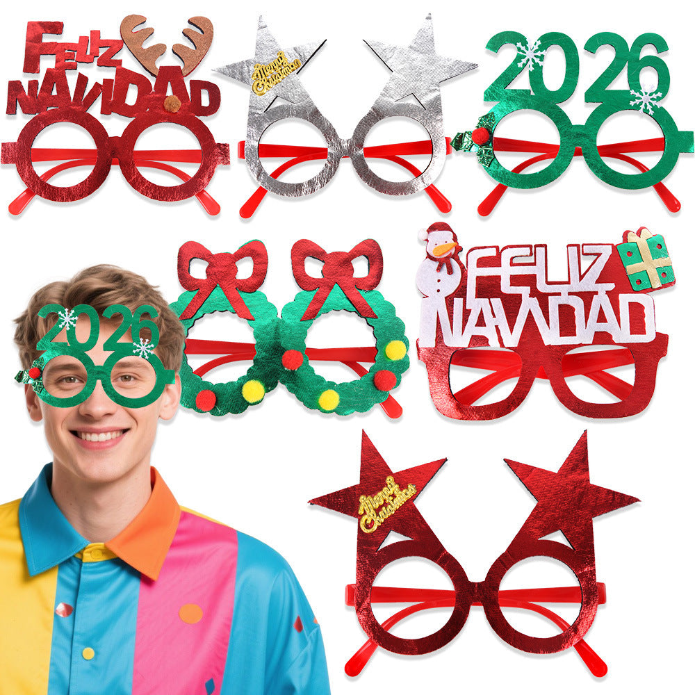 HKM-841683 Bronzed Fabric Snowflake Christmas Glasses for New Year Party Fun
