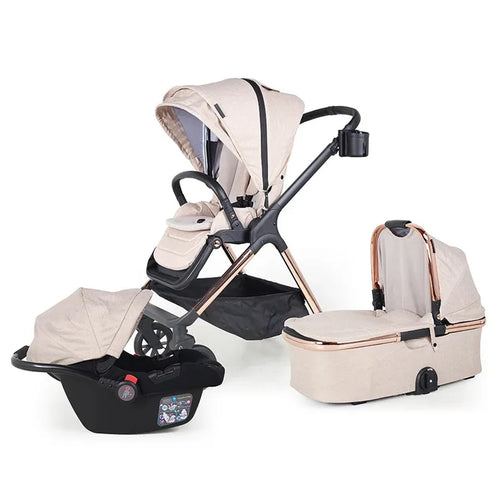 HKM-841747 3-in-1 Lightweight Baby Stroller with Car Seat and Storage Basket, Reversible and Foldable with Cup Holder