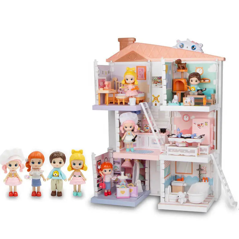 HKM-841811 DIY Mini Doll House Toy Set with Furniture for Kids Ages 6 and Up, Perfect for Pretend Play and Hands-On Learning