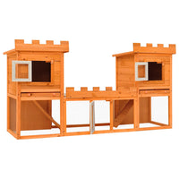 HKM-8418237 Two-Level Large Rabbit Hutch with Pine Wood Frame and Wire Mesh for Small Animals