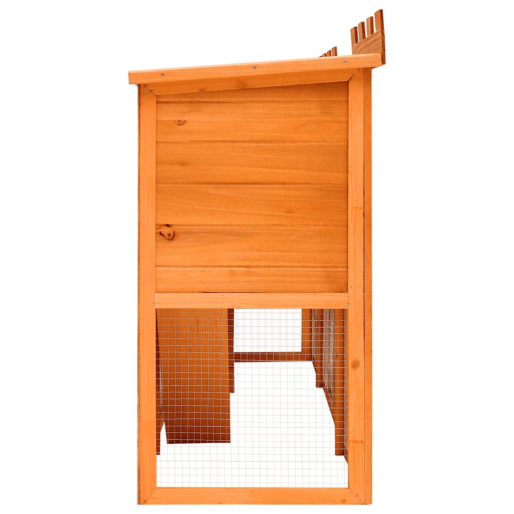 HKM-8418237 Two-Level Large Rabbit Hutch with Pine Wood Frame and Wire Mesh for Small Animals